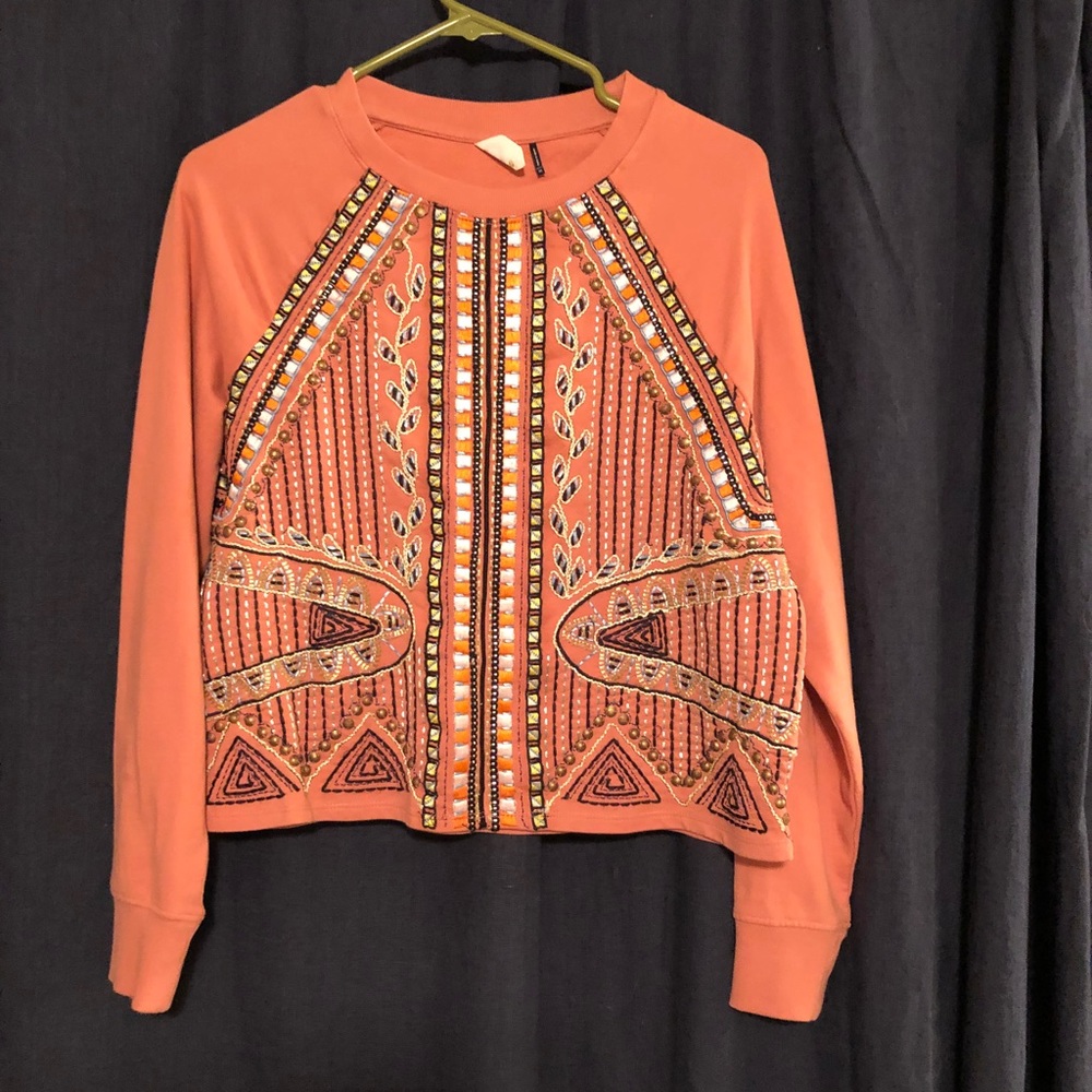 Anthro sweatshirt w embroidery